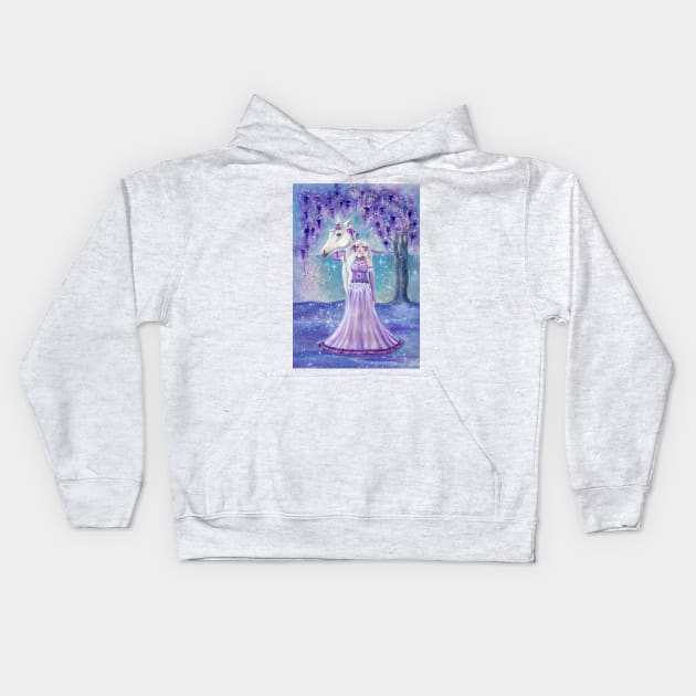 Unicorn with fairy art by Renee Lavoie Kids Hoodie by ReneeLLavoie